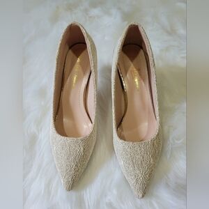 Chic Lace Beige Heels
